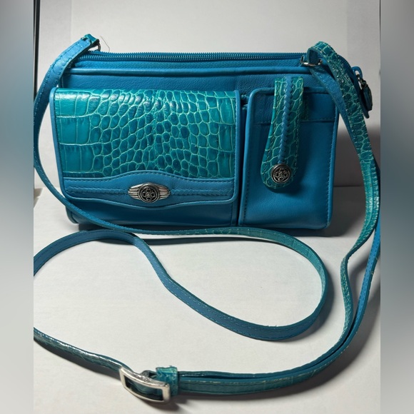 Brighton Handbags - Brighton Crossbody Aqua Teal Multiple Compartment Organizer Handbag Wallet